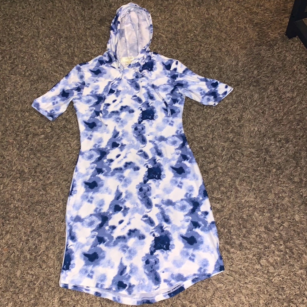 Blue and White Tie Dye Mini Dress
